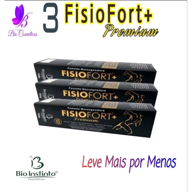 Kit 3 Pomada Massageadora Fisiofort+ Premium Bio Instinto 150g