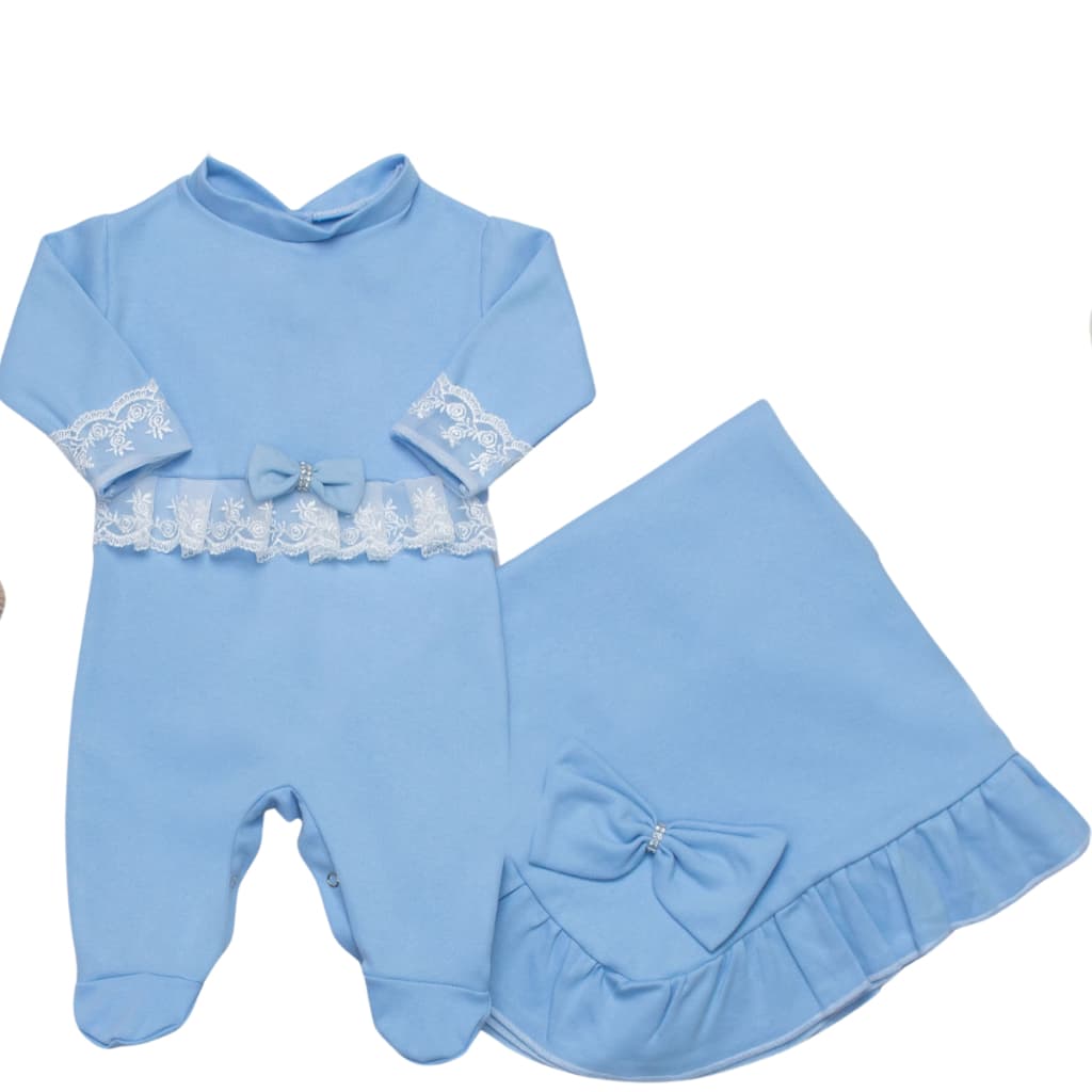 Saída de Maternidade para Bebê Menina Luxo Olivia com Renda 100% Algodão Roupas para Bebê