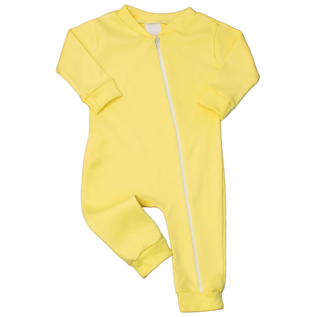 Macacão Zíper Amarelo Bebe Menino e Menina 100% Algodão Roupas de Bebê Macacao Ziper Amarela