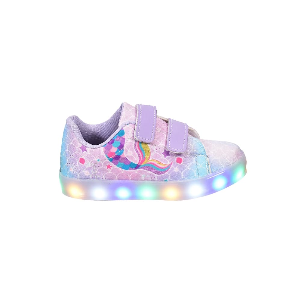 Tênis Casual Infantil Led Feminino Sereia Confortável Leve VD