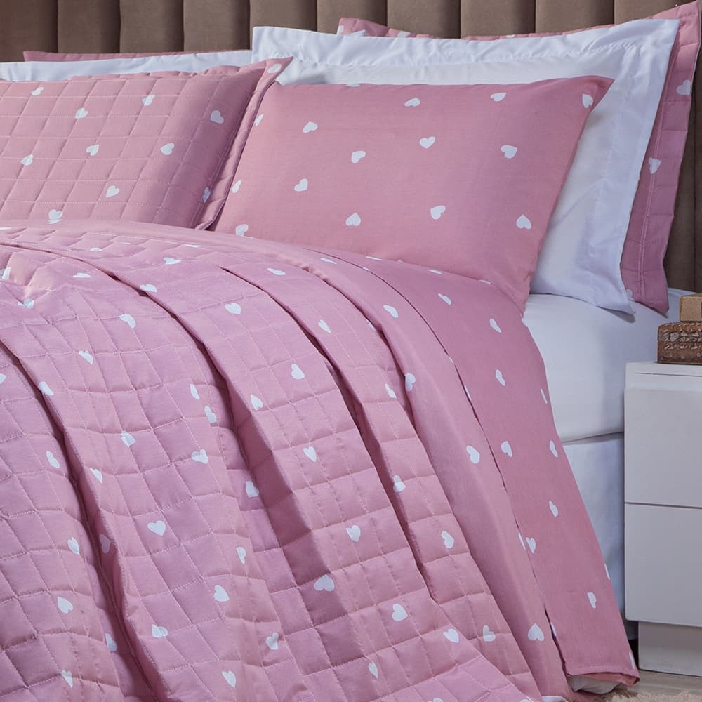Kit Cobre Leito Borboleta Cama Casal Padrão Com Jogo de Lençol Roupa de Cama 06 Peças Quarto Rosa Azul Coração Estrela