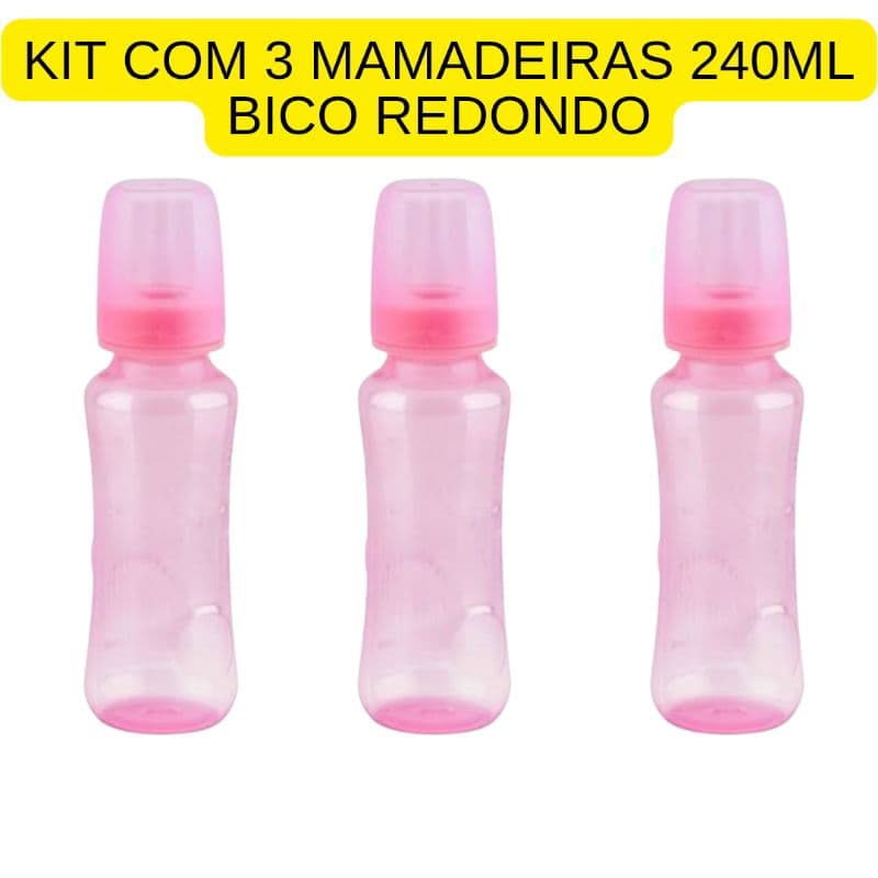 Kit com 3 Mamadeiras 240ML Cada SUPER BARATO