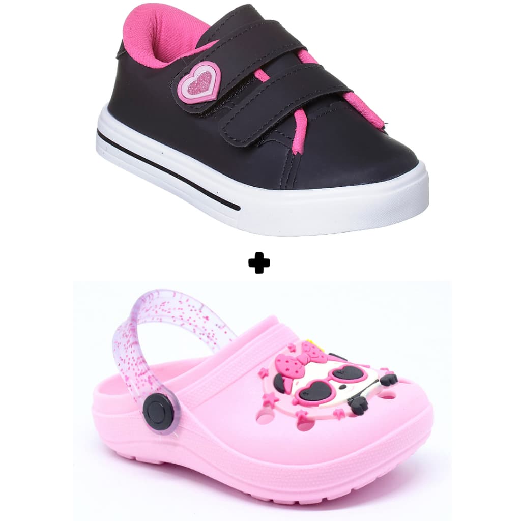 kit 2 tênis infantil menina voltas aulas calçado moda escolar leve e confortável