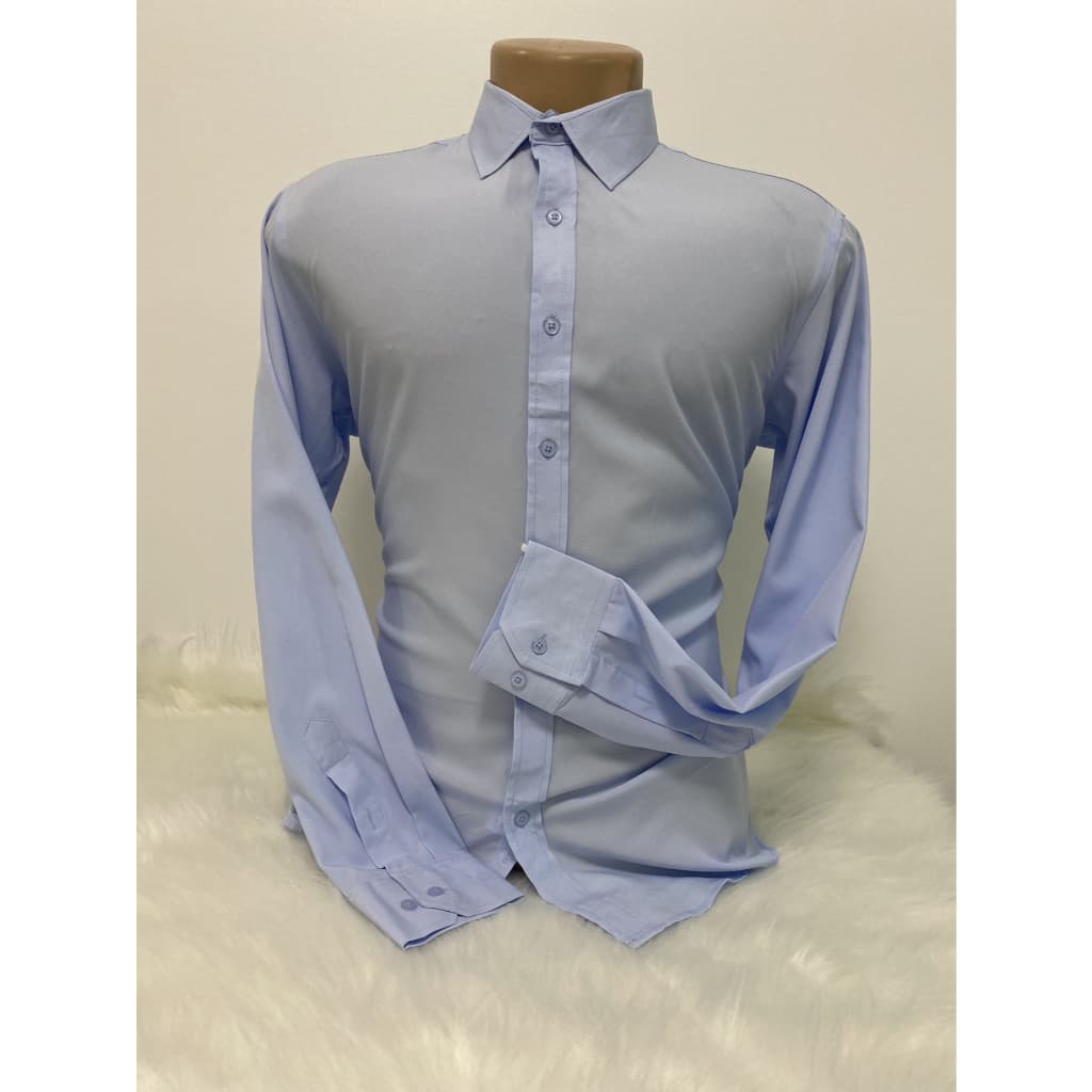 Camisa Social Masculina - 65% Poliéster, 35% Algodão, Tecido Inovador Camisa Slim Stretch Masculina