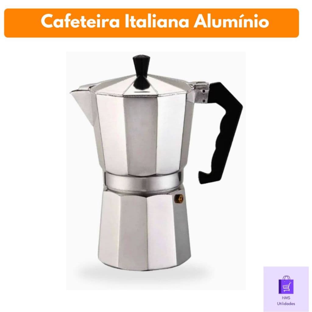 Cafeteira Italiana Quadrada Café Expresso Alumínio Não Utiliza Filtro  Premium 6 Xícaras