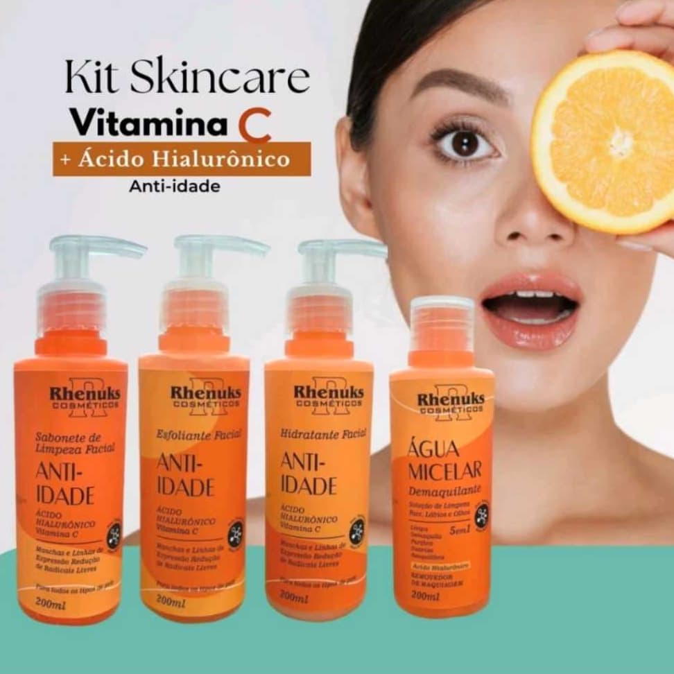 Kit Facial Skin Care Anti Idade - 4 Prod. - Combate Envelhecimento