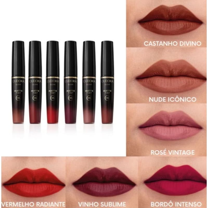 BATOM LÍQUIDO GLAM MATTE TINT 18 HORAS O BATOM QUE NAO SAI A PROVA D´AGUA