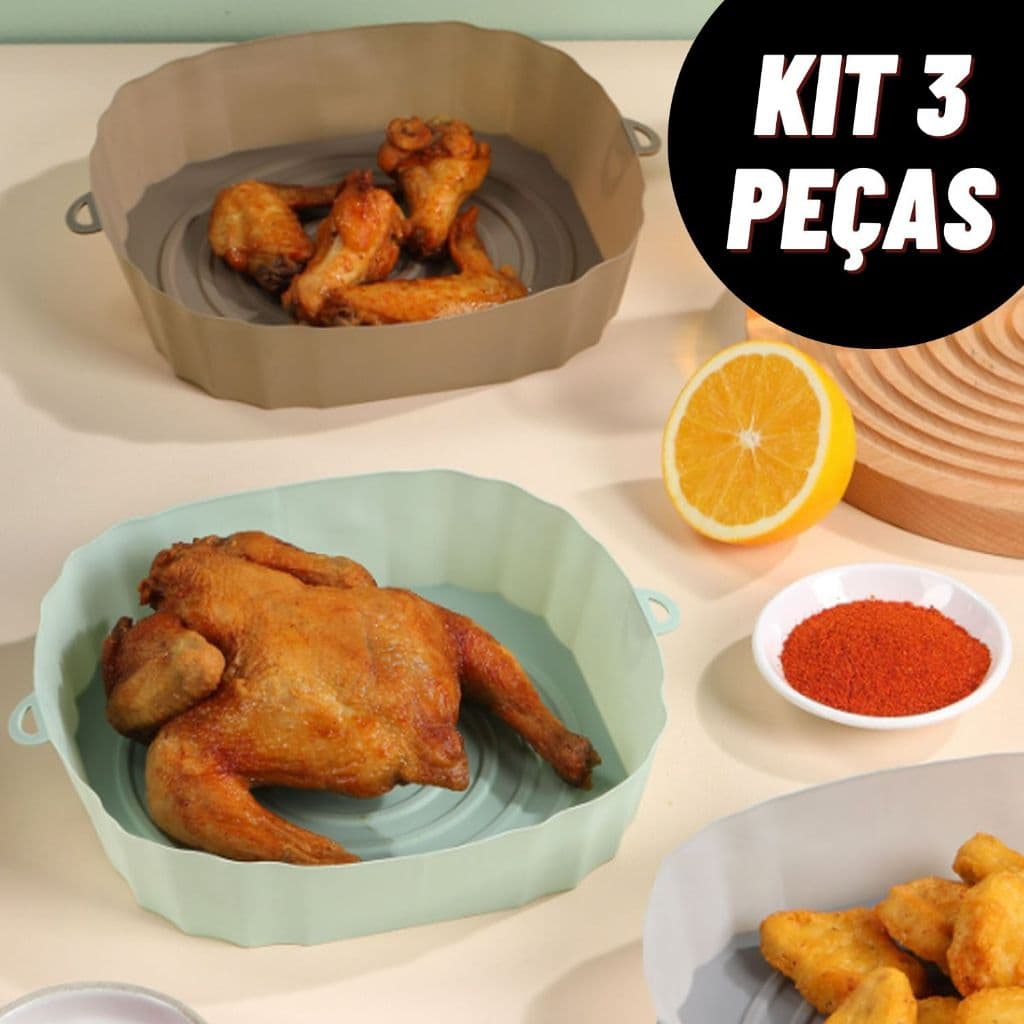 Kit Tapete Silicone 20Cm Para Fritadeira Sem Óleo Bandeja De Cozimento Reutilizável Lavável
