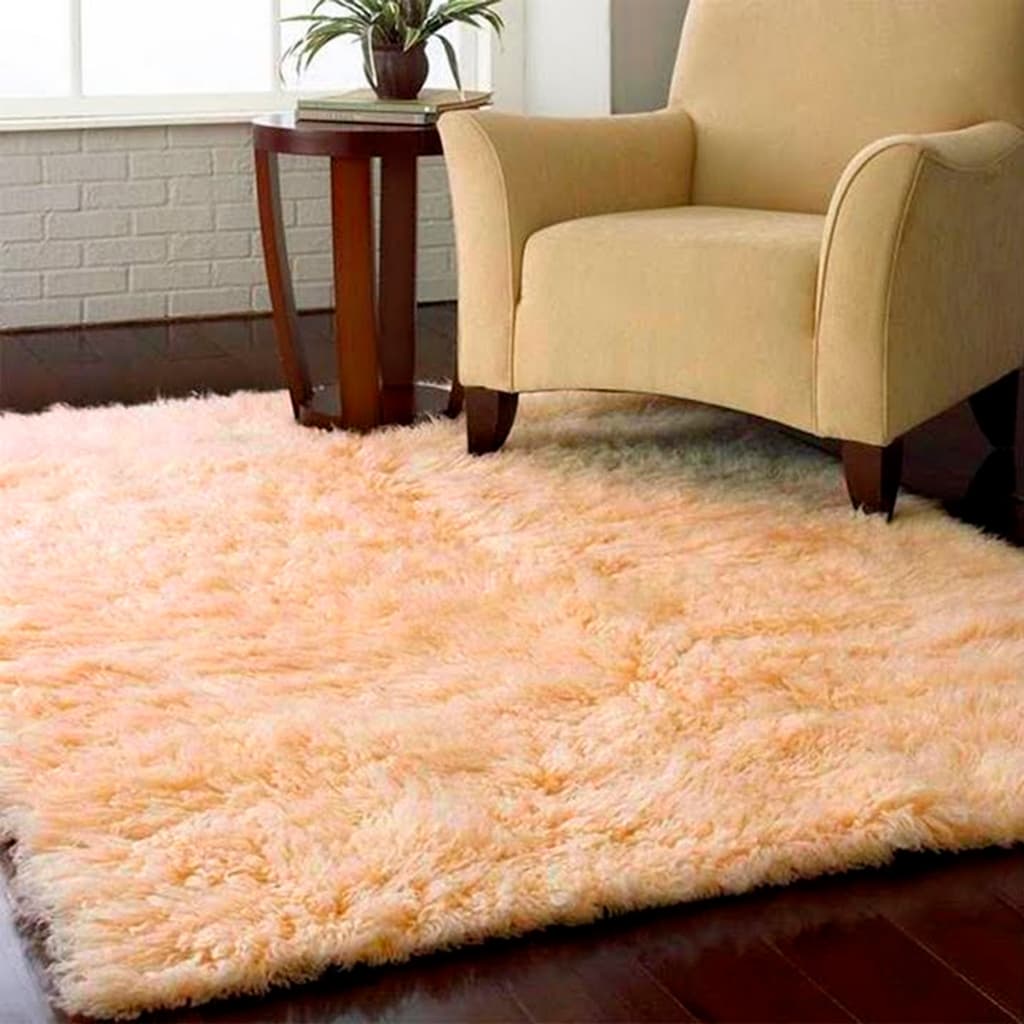 Tapete 2,00 X 1,30 Peludo 40mm Sala  Luxo Bege liso Para Casa Antiderrapante Sala/Quarto