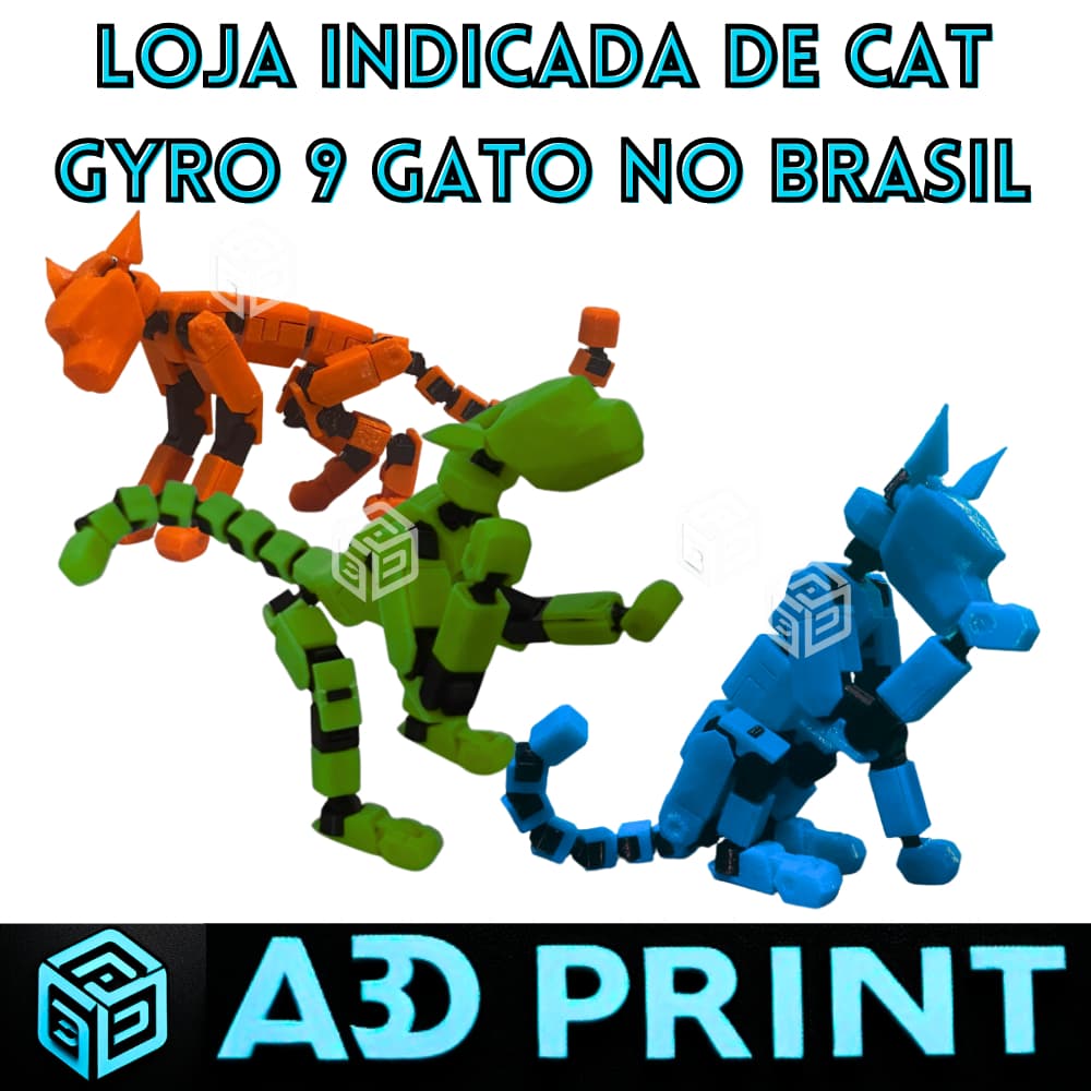 Boneco Cat Gyro 9 Gato - Dummy Boneco Articulado Action Figure Brinquedo Educativo Posições 3D
