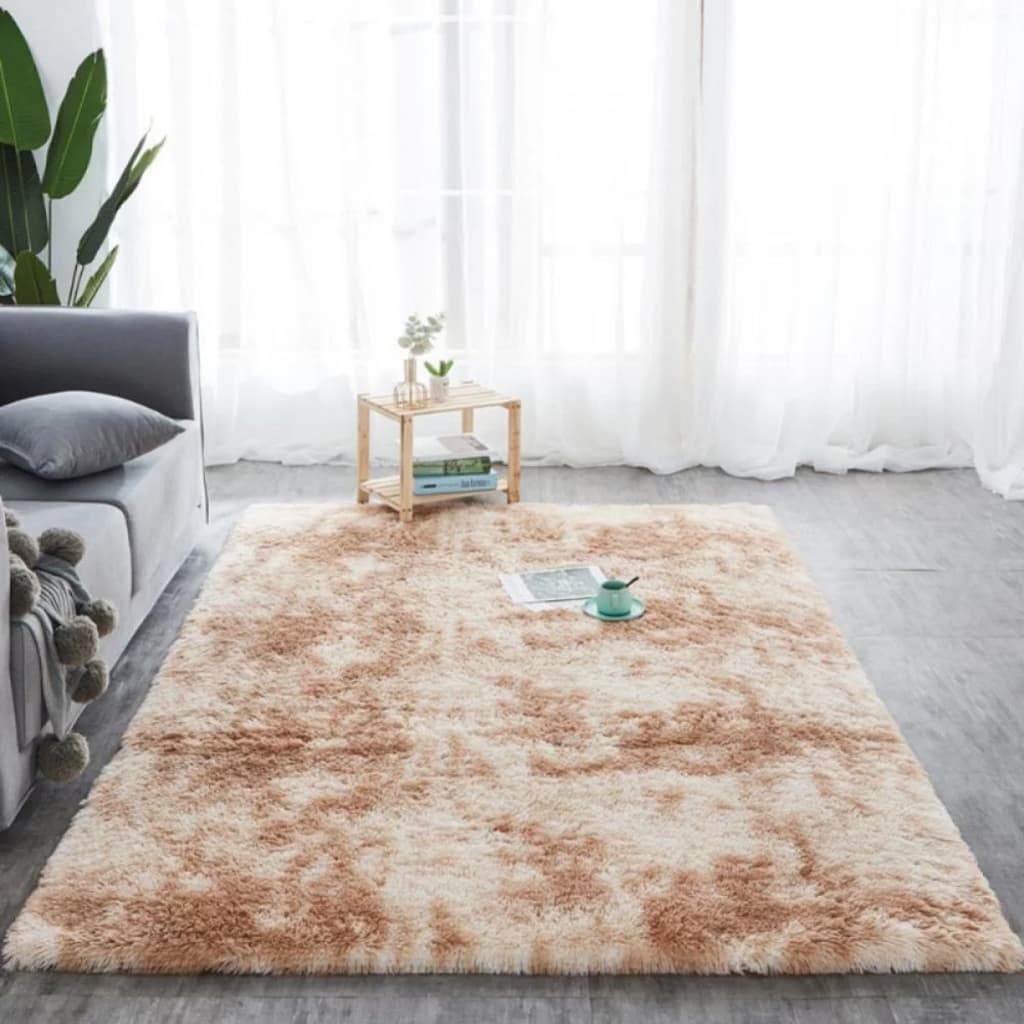 Tapete 2,00 X 1,30 Peludo 40mm Sala Luxo Bege-mesclado Para Casa Antiderrapante Não Solta Pelo