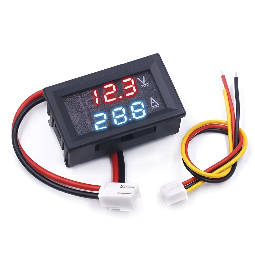 Voltímetro e Amperímetro Digital Dual Display LED DC 0 -100V 10A - Medidor de Tensão e Corrente