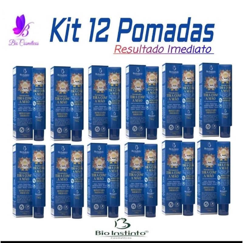 Pomada Massageadora Tira com a Mão 150gr - Bio Instinto  Kit com 12 Unidades