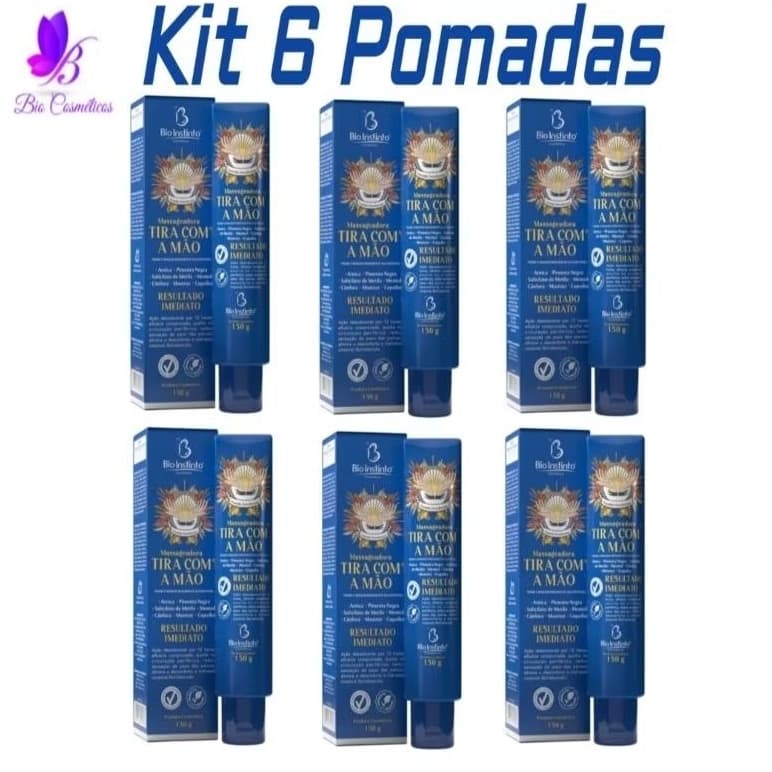 Pomada Massageadora Tira com a Mão 150gr - Bio Instinto  ( Kit com 6 Unidades )