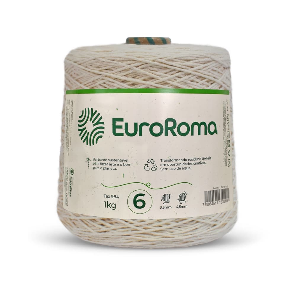 Barbante Euroroma Cru Fio 6 para crochê 1kg Unidade