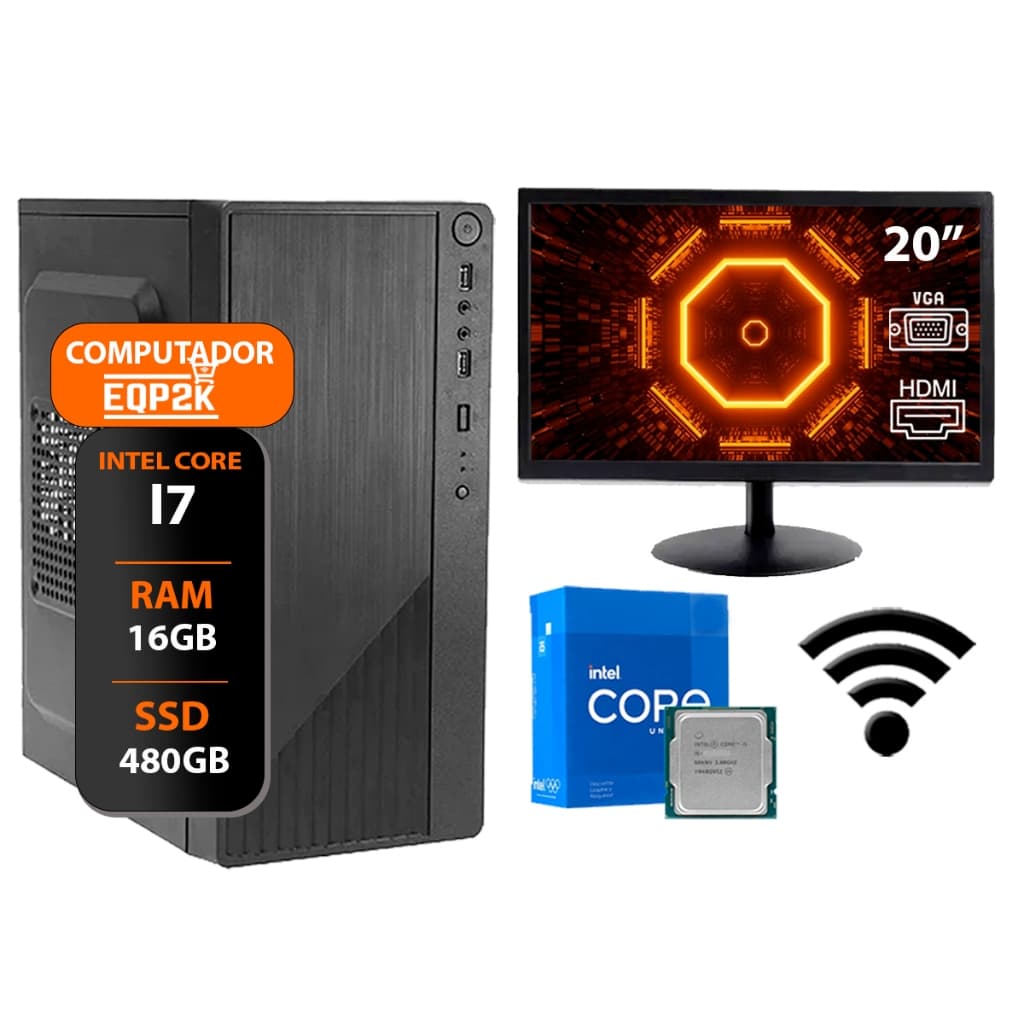 Computador Intel Core I7 3°geração Ssd 480gb 16gb Memória Ram Monitor 20