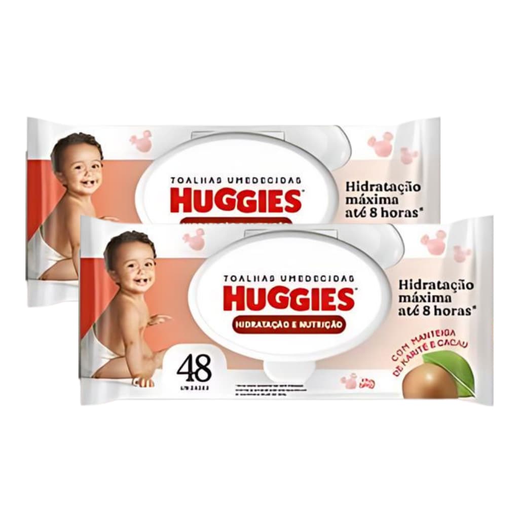Kit 2x Lenço Umedecida Huggies Hidratação e Nutrição 48un