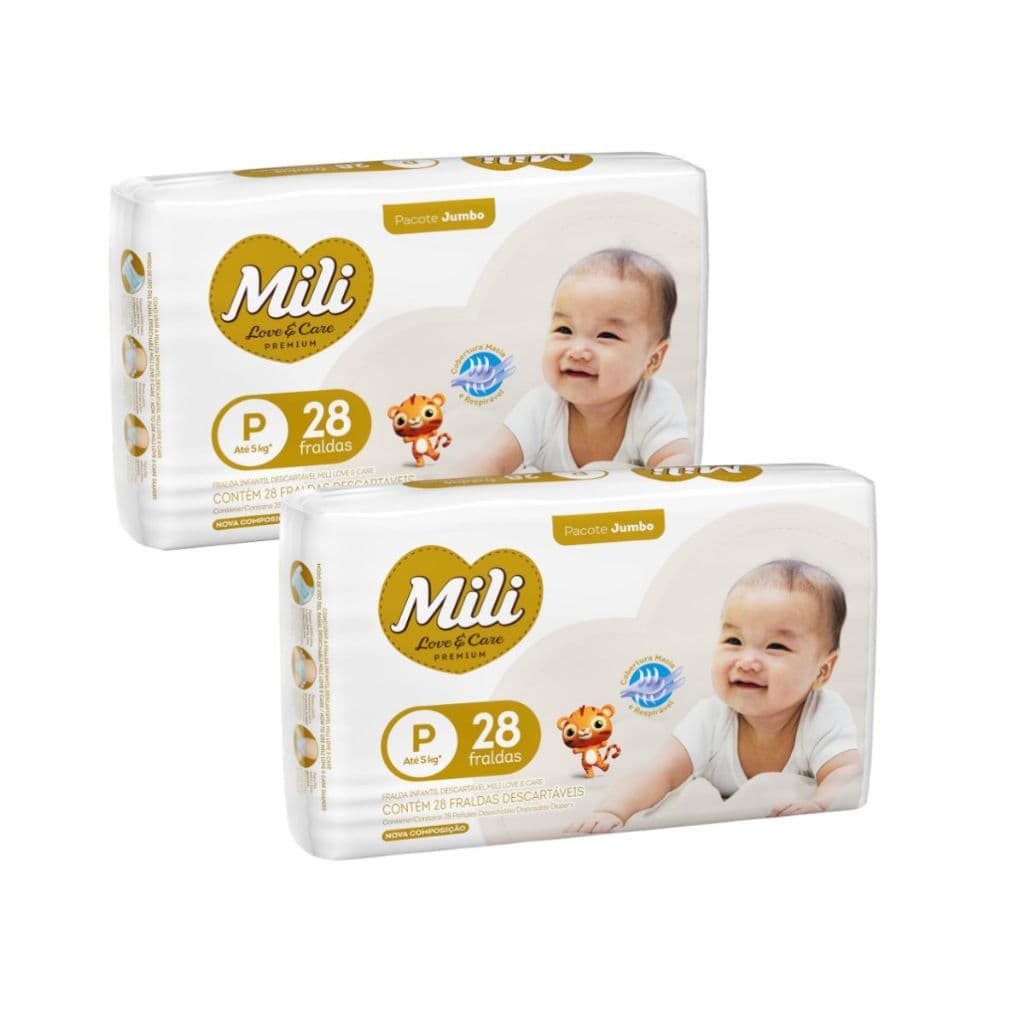 Kit 2 Pacotes Fralda Descartável P Mili Love & Care