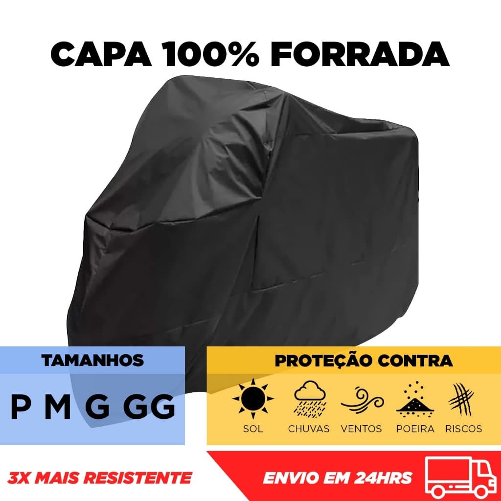 Capa Protetora Para Moto Forrada Impermeável Protege Sol Chuva Poeira Anti-Risco Diversos Tamanhos e Modelos Motos