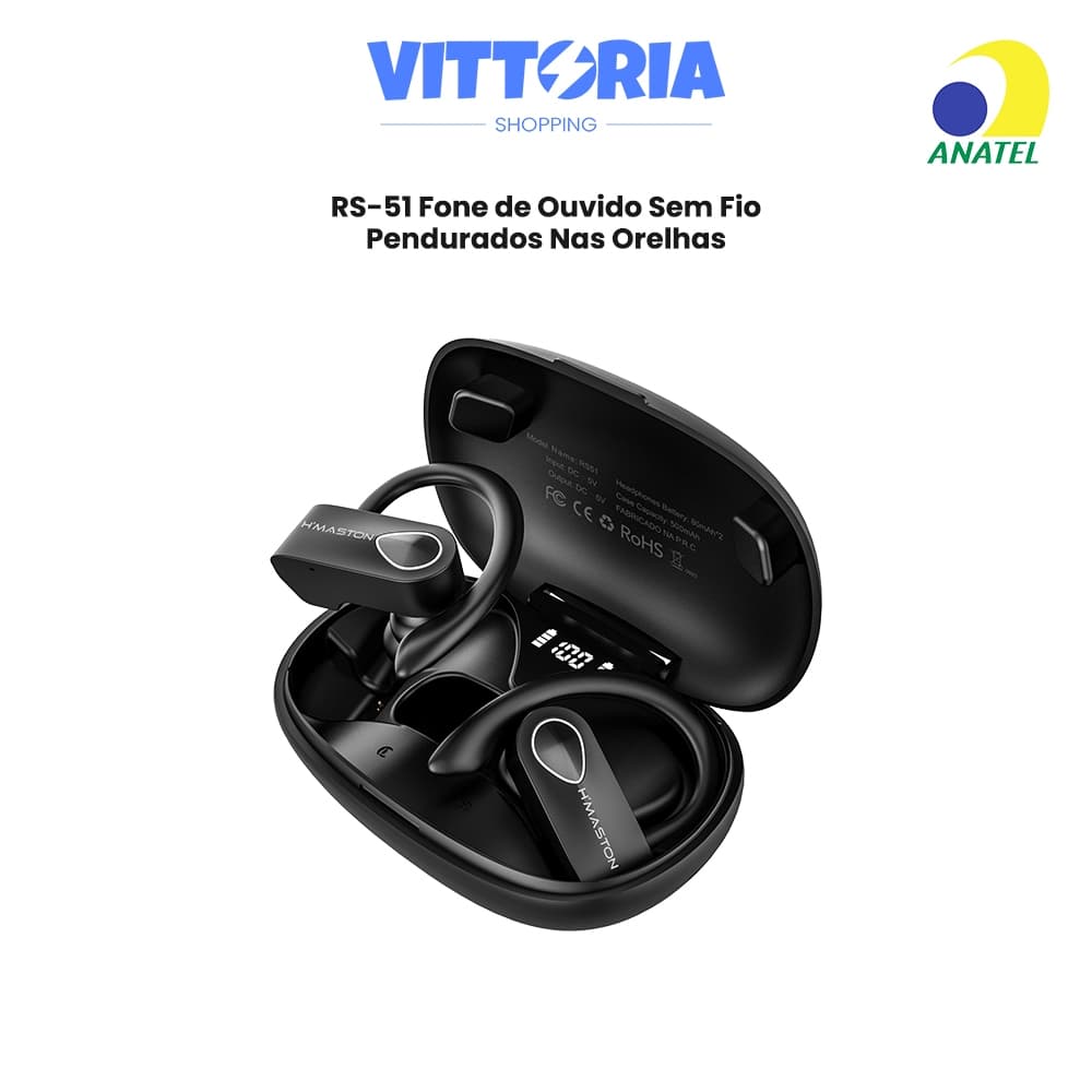 Fone de Ouvido Sem Fio RS-51 Fone Bluetooth 5.3 TWS Fone Sem Fio Hi-Res Audio À Prova D'água IPX5
