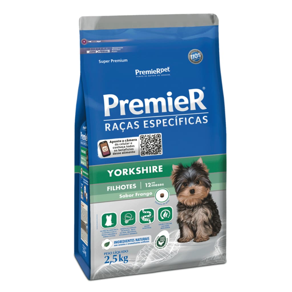 Ração Premier Raças Específicas Yorkshire Filhotes Sabor Frango 2,5kg