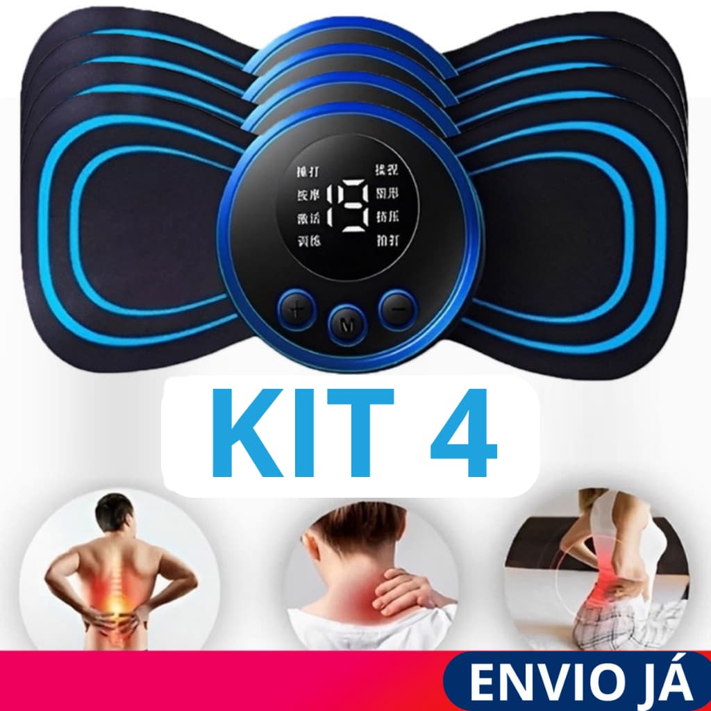 KIT Mini Massageador Estimulador Elétrico De Pescoço Portátil P/ Alívio Da Dor Muscular Cervical Top