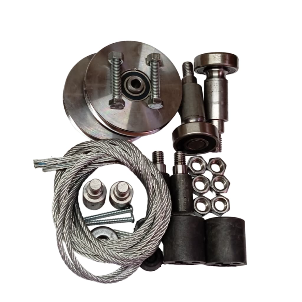 Kit Montagem de Portão Basculante Roldana de 4 Polegadas Cabo de Aço Completo