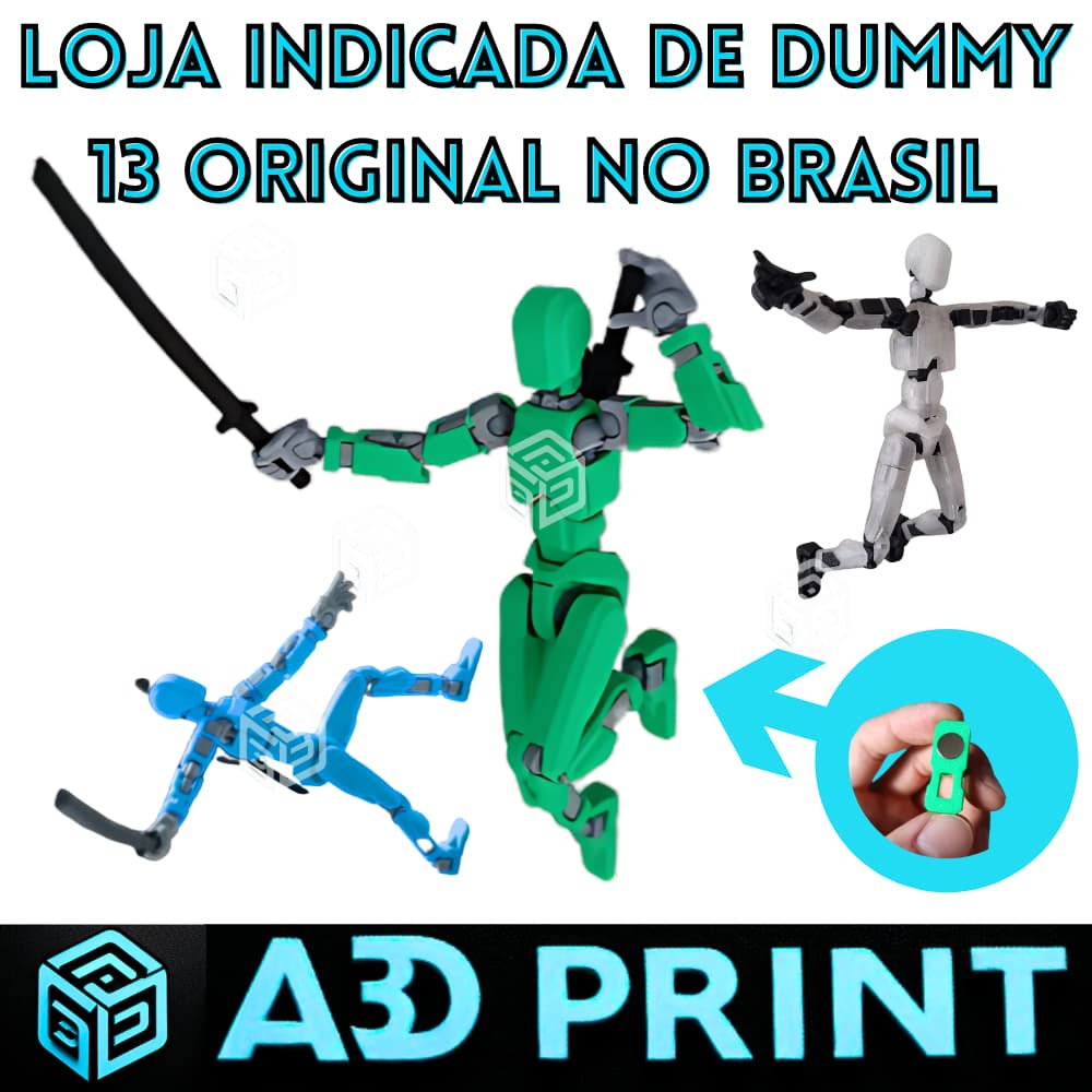Boneco Dummy 13 - Deluxe Imã Articulado Action Figure Brinquedo Educativo + Kit Armas Impressão 3D