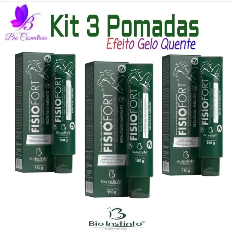 Kit 3 Pomadas Massageadora Fisioterápica Fisiofort Verde 150gr -  Bio Instinto