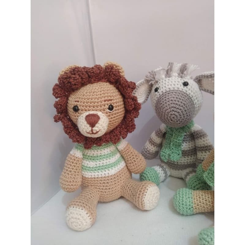 kit 2 safari 25cm amigurumi crochê