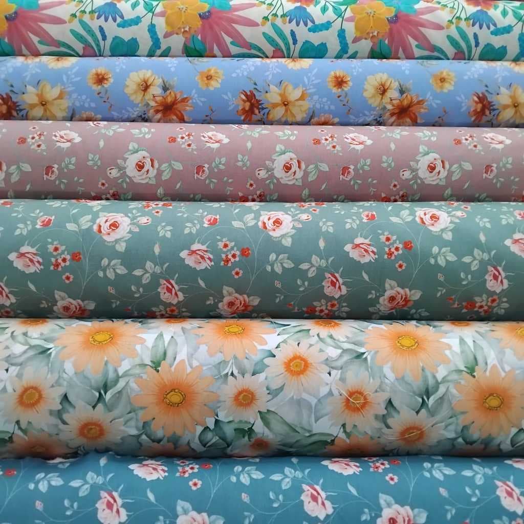 Tecido Tricoline 100% Algodão; 1,50mt Largura;  Estampas Florais 2 | Artesanato | Patchwork
