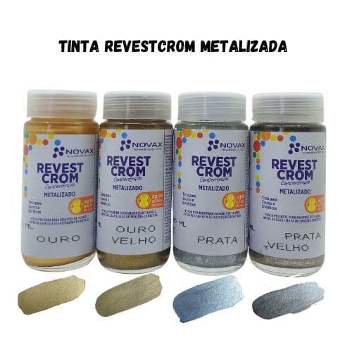 Tinta metalizada Revestcrom 90ml  calçados sapato bota bolsa cadeira banco jaqueta couro