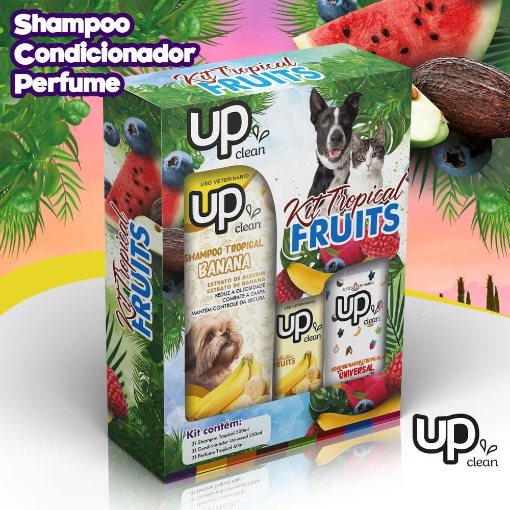 Kit Shampoo para cachorro Shampoo para cães pet BANANA + Perfume BANANA + Condicionador Tropical NA CAIXA