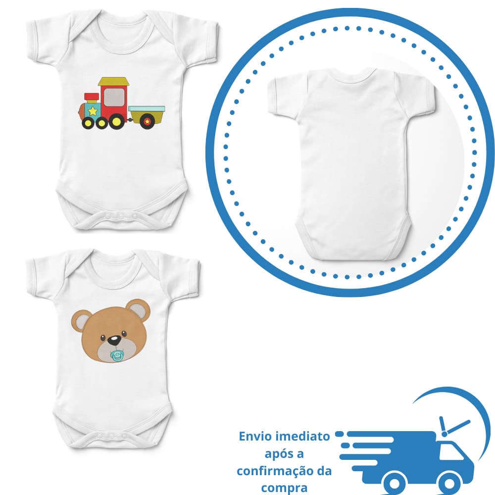 Kit Body Manga curta Menina Menina Enxoval Para Bebê 100% Algodão Estampa Personagens