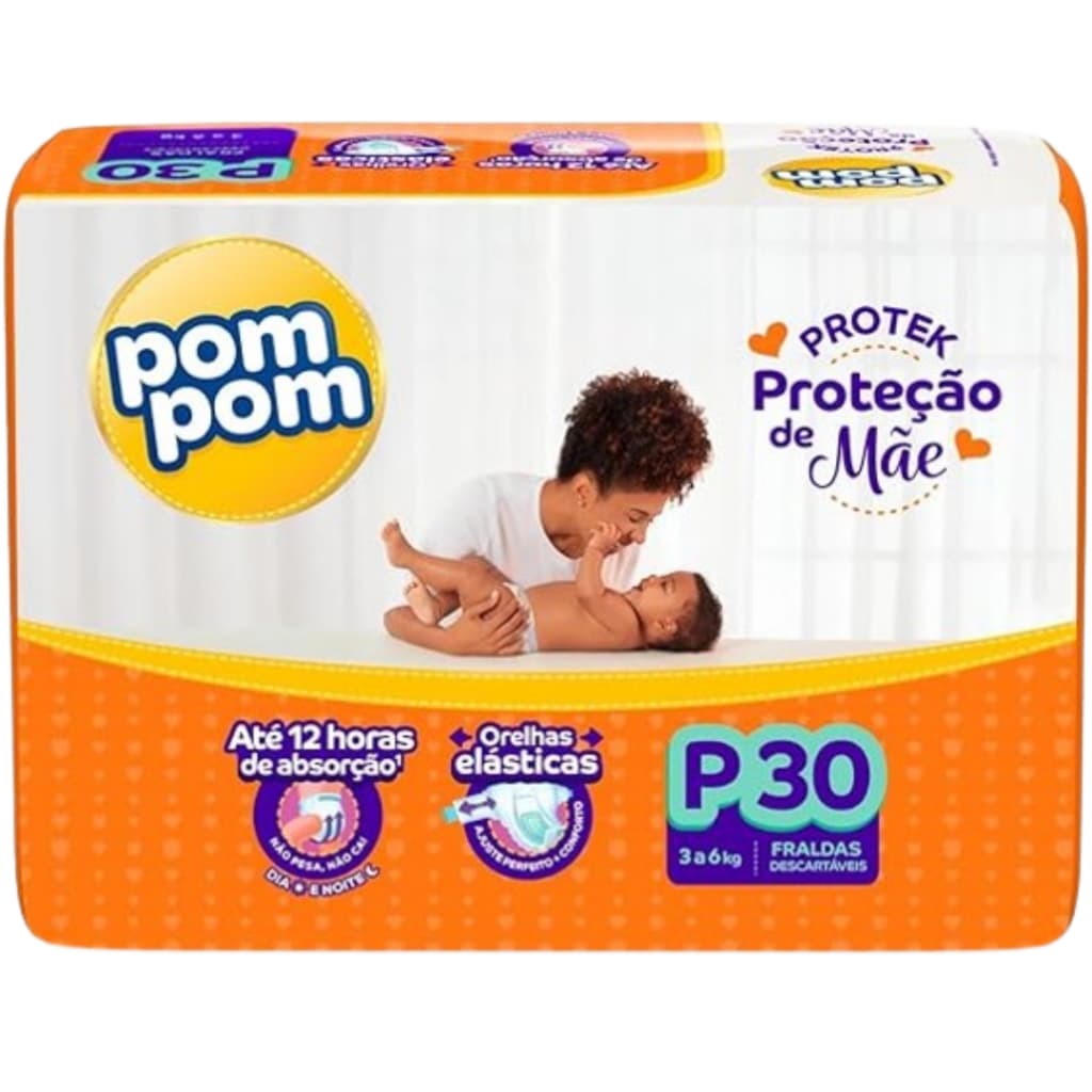 Fralda Descartável na Promoção Pompom Protek Proteção de Mãe Jumbo - Todos os tamanhos