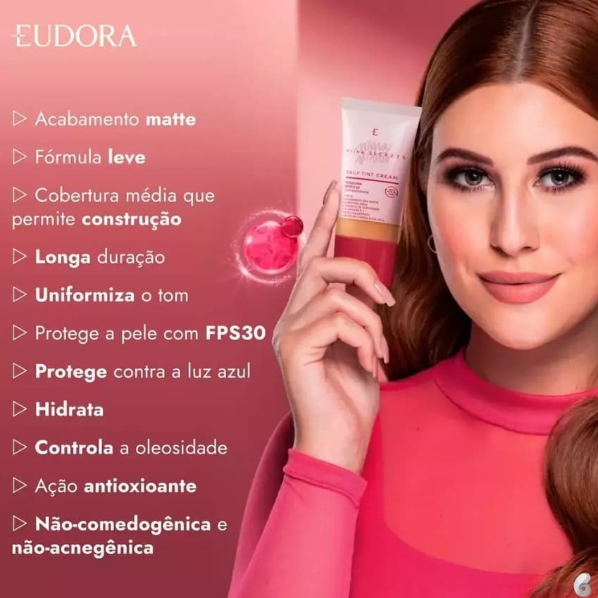 Eudora Base Líquida Daily Tint Cream Niina Secrets 25ml