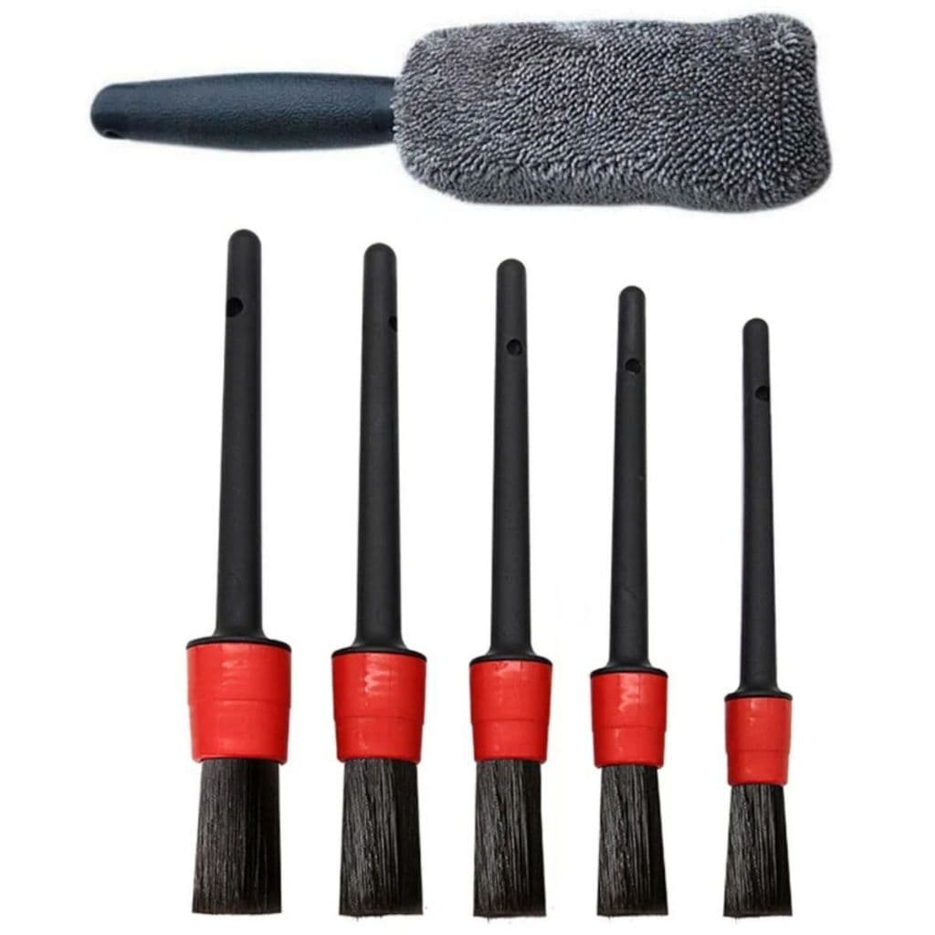 Kit Pincel com Escova de Rodas Kit Detelhamento Lavagem de Carros e Motos 6pçs