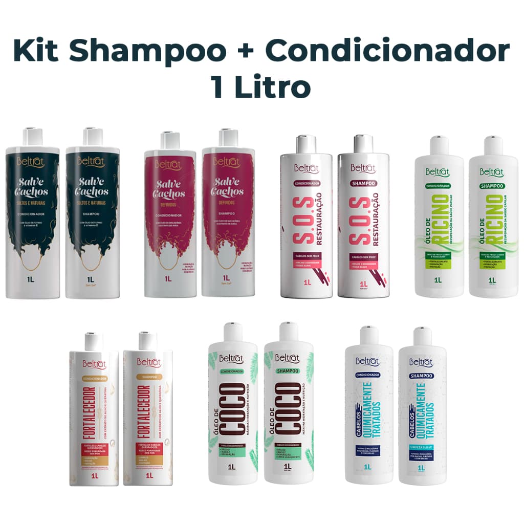 Shampoo e Condicionador 1 Litro Kit Hidratante Tratamento Capilar Beltrat
