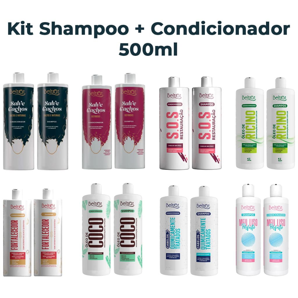 Kit Shampoo e Condicionador Beltrat Tratamento Capilar Hidratante 500ml