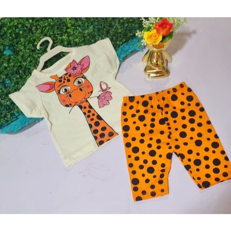 Conjunto Blusa e Calça para Bebês Meninas Roupa Infantil Baby Girafa Conjuntinho Girafinha para bebê menina