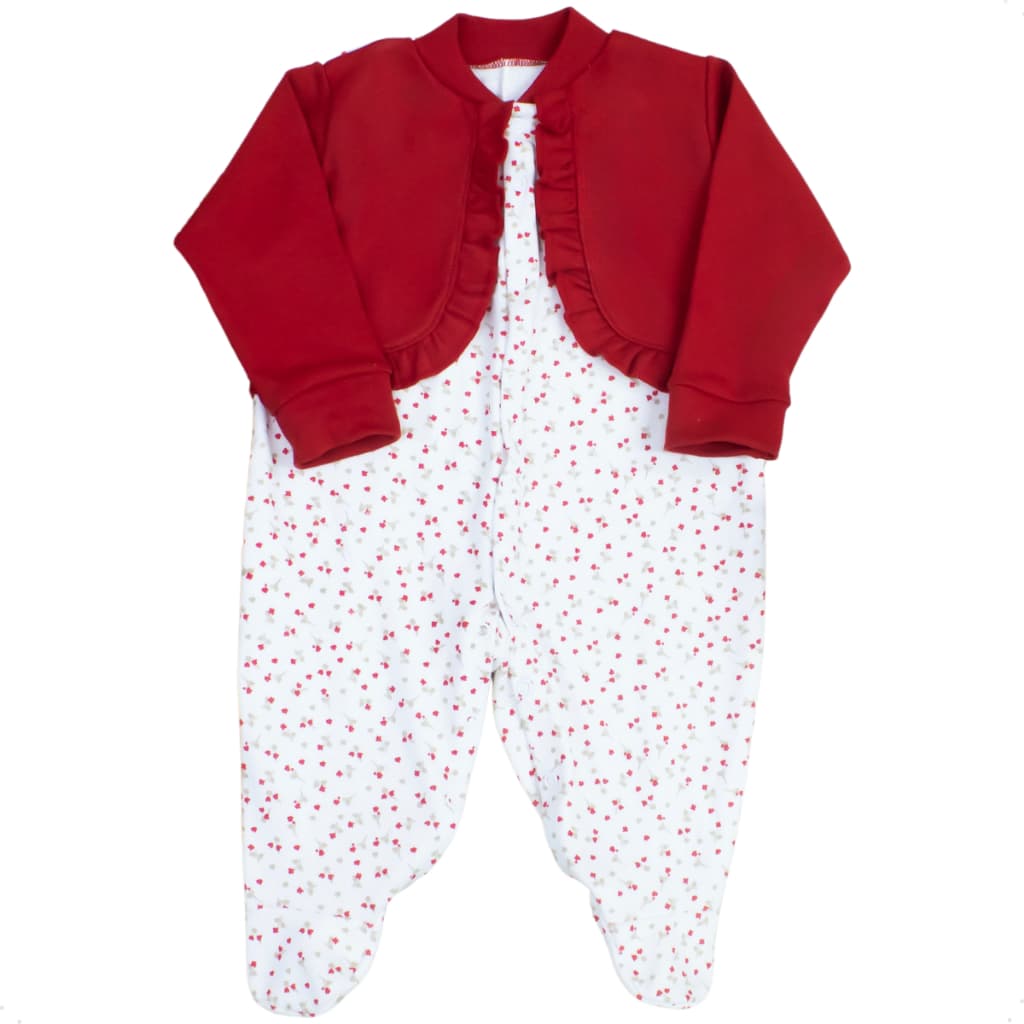 Macacão Bebê Menina Lari Babadinhos 100% Algodão Estampa Floral Delicado Roupa de Bebê Menina Luxo