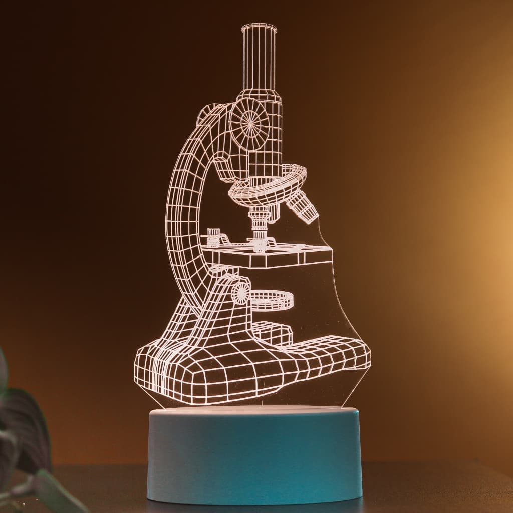 Luminária LED 3D de Mesa / Luz Noturna Presente Criativo / Decoração- microscópio