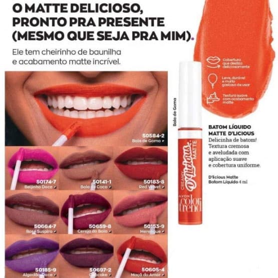 Batom Líquido Creamy D'Licious Matte - 4ml Avon
