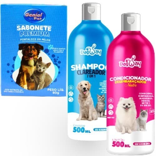 Kit Shampoo Sabão Condicionador Banho Para Cachorro e Gato - Banho e Tosa Pet Shop