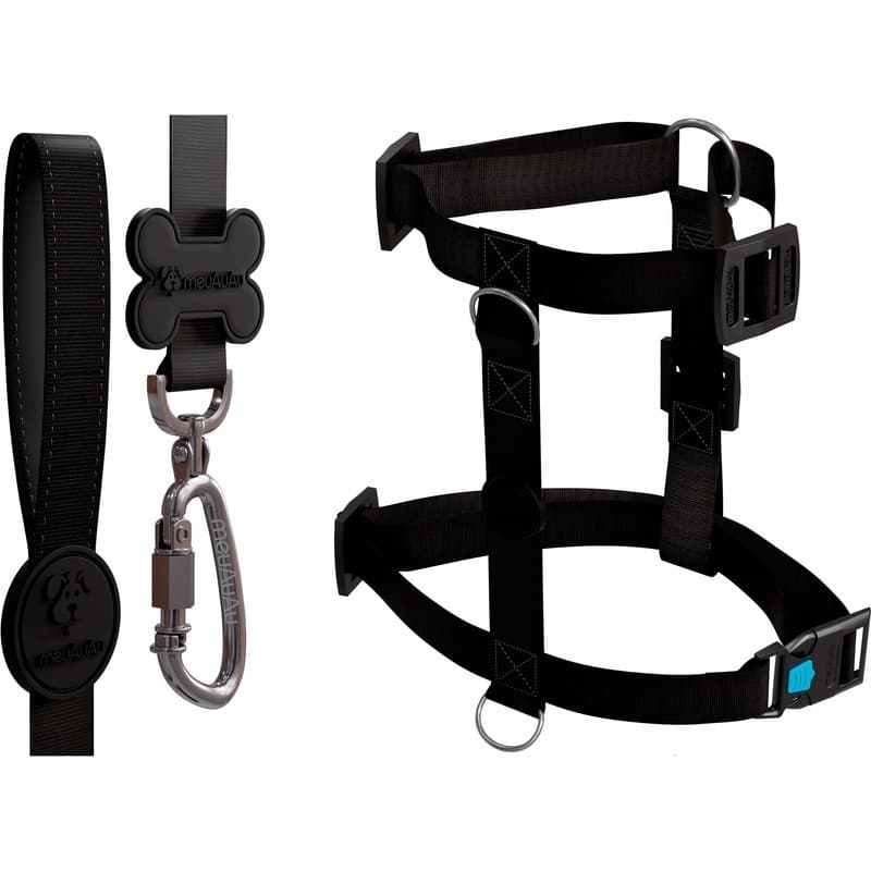 Peitoral H + Guia meAuAu para Cachorro – Guia com Mosquetão Trava – Qualidade Passeio Pet