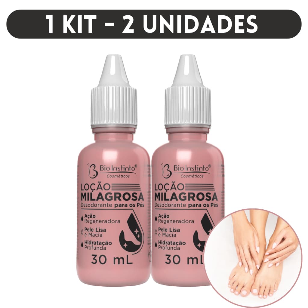 2 Loção Milagrosa Bio Instinto 30ml - Pés Rachados, Hidratante