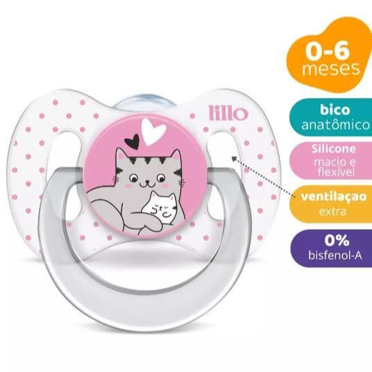 Chupeta Bico de Silicone Funny Amor 0m+ Rosa - Lillo