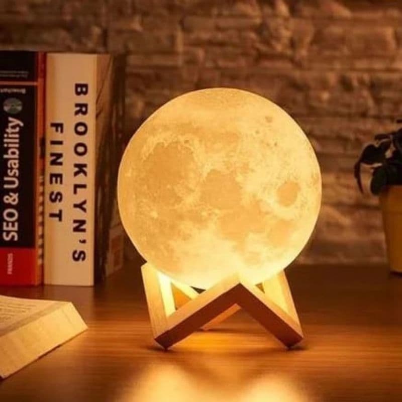 Luminária Lua Cheia 3D Led  com Suiporte Abajur Para Casa Sala Quarto ou Só 1 Luminária ou O Kit Lua cheia  🌕