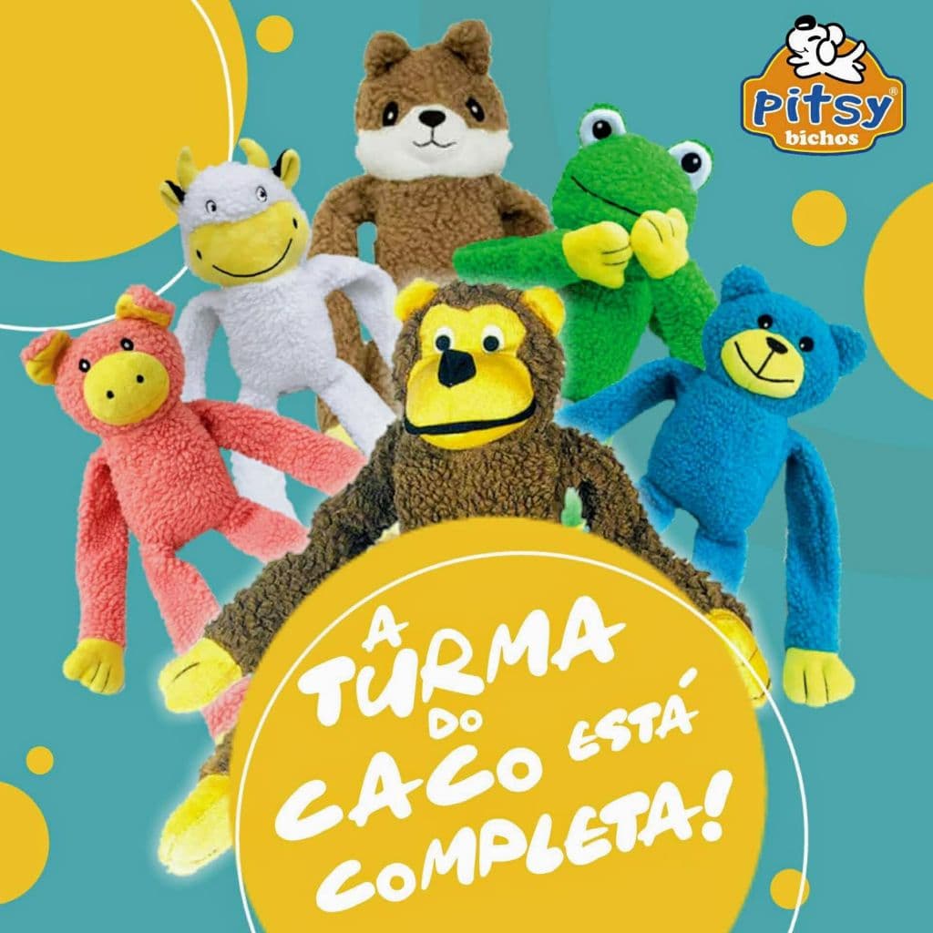 Brinquedo Mordedor Pet Pelúcia Macaco Chalesco Original com Apito - Brinquedo para Cachorro e Gatos