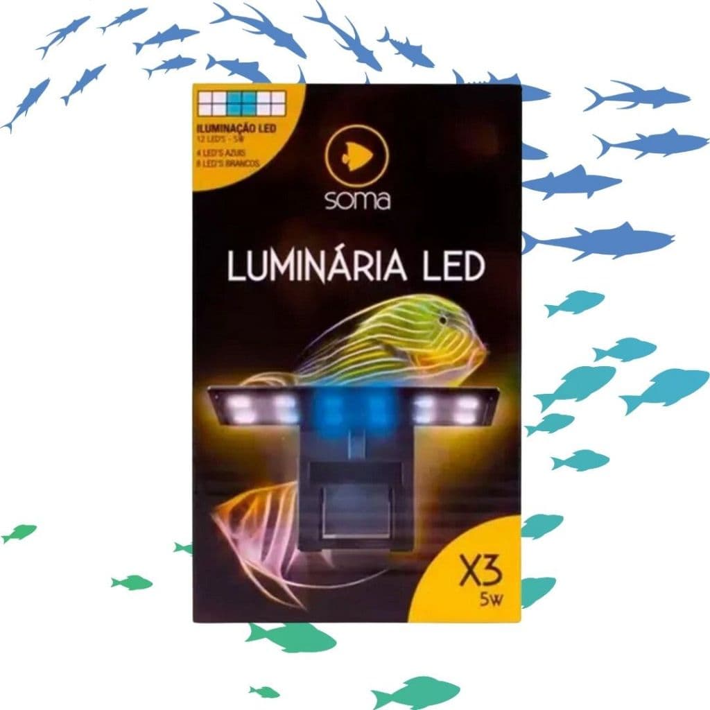 Luminária Led X3 Preta Led Branco E Azul 5w - Soma